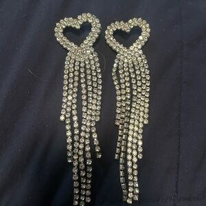 Elegant Silver Heart Dangle Earrings